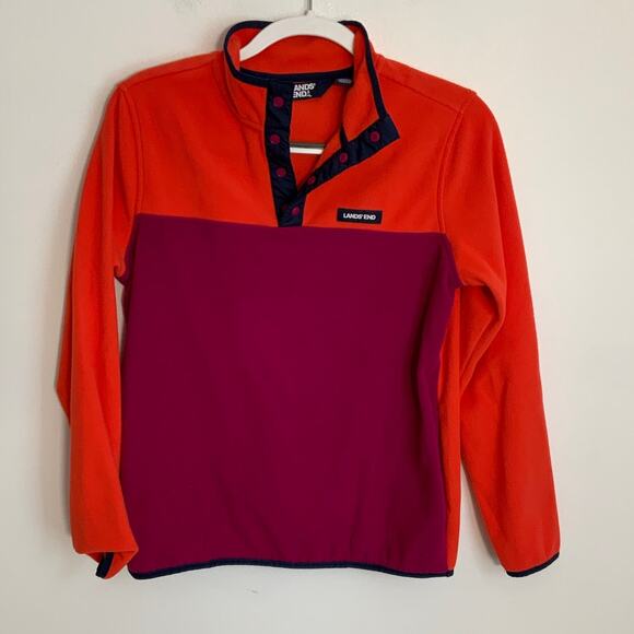 Lands' End Kids Heritage Fleece Snap Neck Pullover Top - Picture 1 of 3